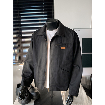 Muško jakna DS-A001-J6522, proljeće 2026, oprani pamuk-denim, visoka ovratnica, široki kroj