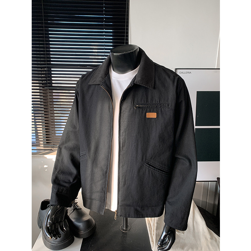 Muško jakna DS-A001-J6522, proljeće 2026, oprani pamuk-denim, visoka ovratnica, široki kroj