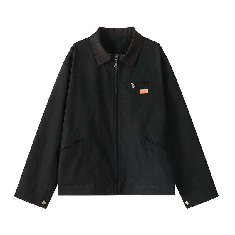 Muško jakna DS-A001-J6522, proljeće 2026, oprani pamuk-denim, visoka ovratnica, široki kroj