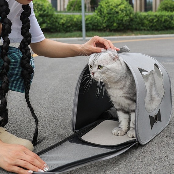Чанта за котка от Oxford плат, голям обем, дишаща и преносима за разходки, капацитет 13, подходяща за 3–5 кг, средна до мека твърдост