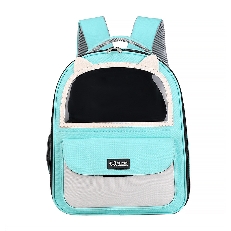 Дишаща нейлонова раница за котки, преносима чанта за домашни любимци, капацитет 32,4 л, едноцветен дизайн, средно твърда конструкция