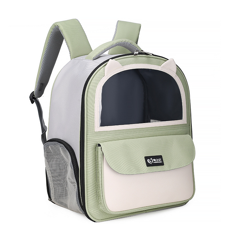 Дишаща нейлонова раница за котки, преносима чанта за домашни любимци, капацитет 32,4 л, едноцветен дизайн, средно твърда конструкция