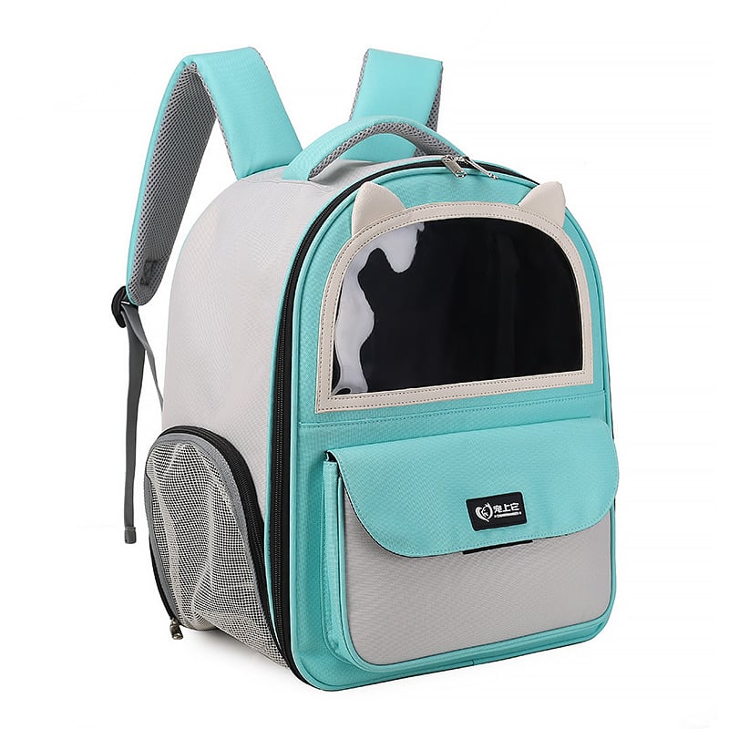 Дишаща нейлонова раница за котки, преносима чанта за домашни любимци, капацитет 32,4 л, едноцветен дизайн, средно твърда конструкция