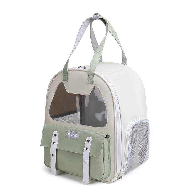 Дишаща нейлонова раница за котки, преносима чанта за домашни любимци, капацитет 32,4 л, едноцветен дизайн, средно твърда конструкция