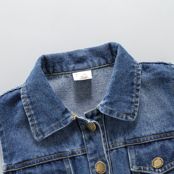 Детска дънкова жилетка, корейски стил, деним с 75% памук, еднобутонно закопчаване, за деца 3–8 г.