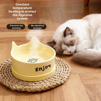 Kerámiás macska vízforrás téli fűtéssel és szigetelt ivóedénnyel