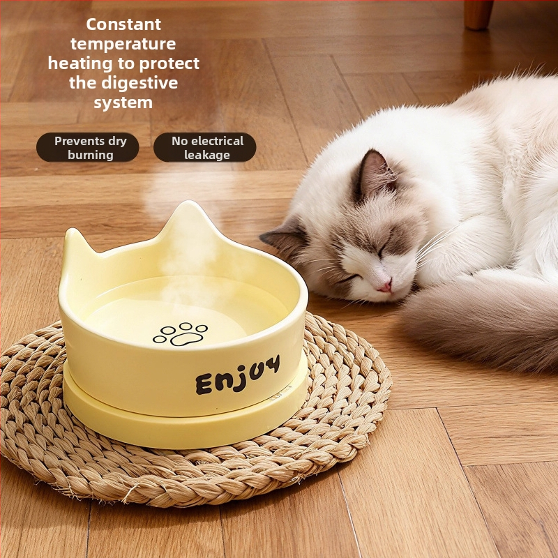 Kerámiás macska vízforrás téli fűtéssel és szigetelt ivóedénnyel