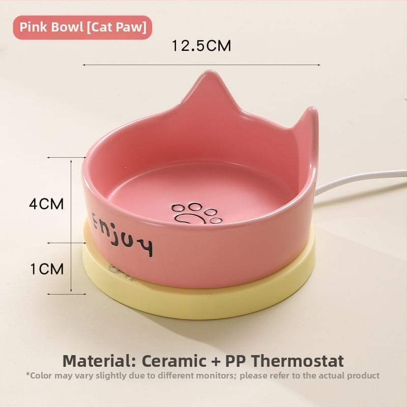 Kerámiás macska vízforrás téli fűtéssel és szigetelt ivóedénnyel