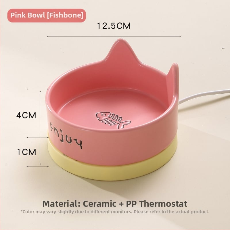 Kerámiás macska vízforrás téli fűtéssel és szigetelt ivóedénnyel