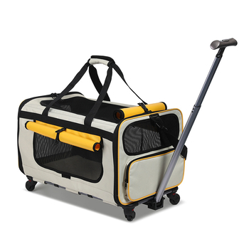 Чанта за домашни любимци – преносима сгъваема количка за кучета и котки, полиестер, капацитет 55, едноцветен дизайн, средна твърдост, подходяща за тегло 5–7 кг