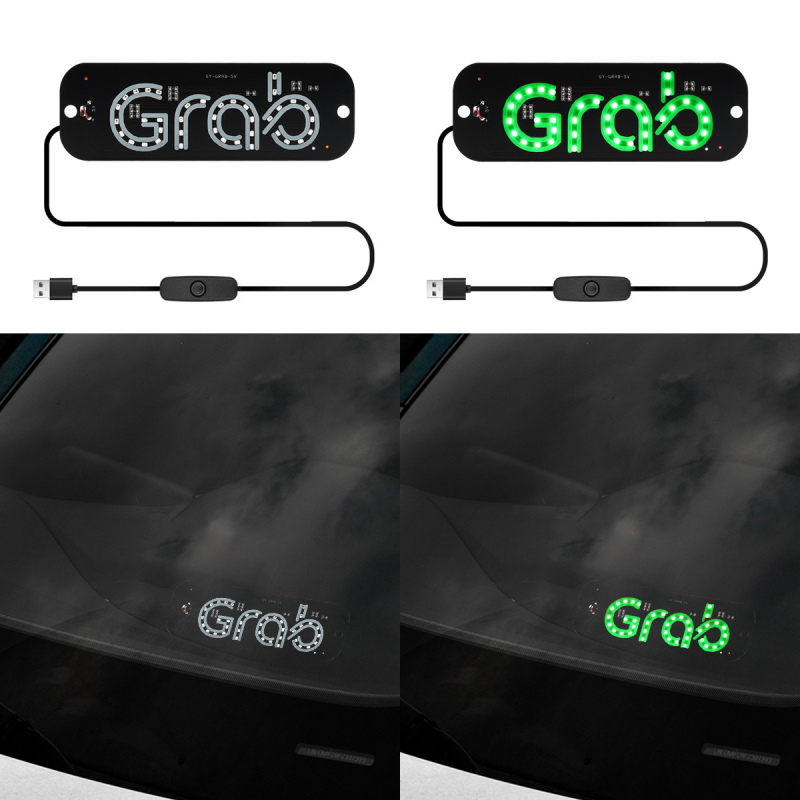Grab taxi LED pločica za registarsku pločicu — ABS+LED, 5V, 3W, pričvršćivanje vakuumskim držačem, prednji unutarnji prostor