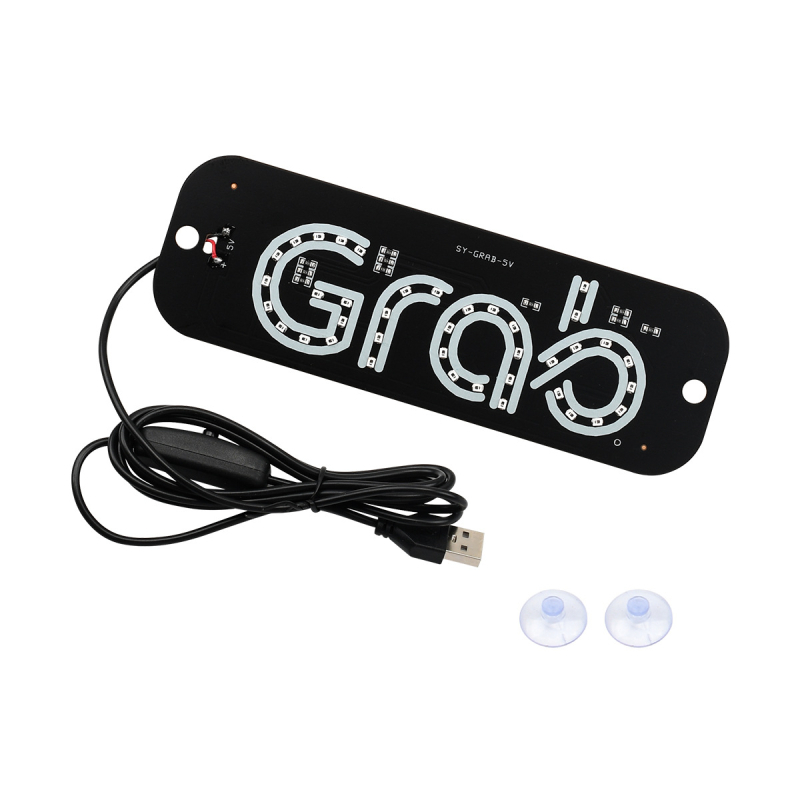 Grab taxi LED pločica za registarsku pločicu — ABS+LED, 5V, 3W, pričvršćivanje vakuumskim držačem, prednji unutarnji prostor