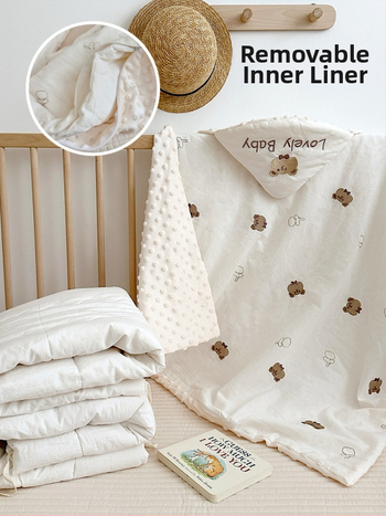 Novorođenački pamučni quilt-swaddle, karikatura motiv, tkanina i punilo od 100% pamučne, za sve sezone