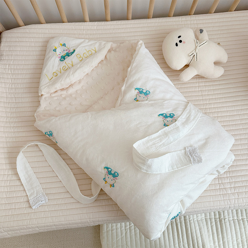 Novorođenački pamučni quilt-swaddle, karikatura motiv, tkanina i punilo od 100% pamučne, za sve sezone