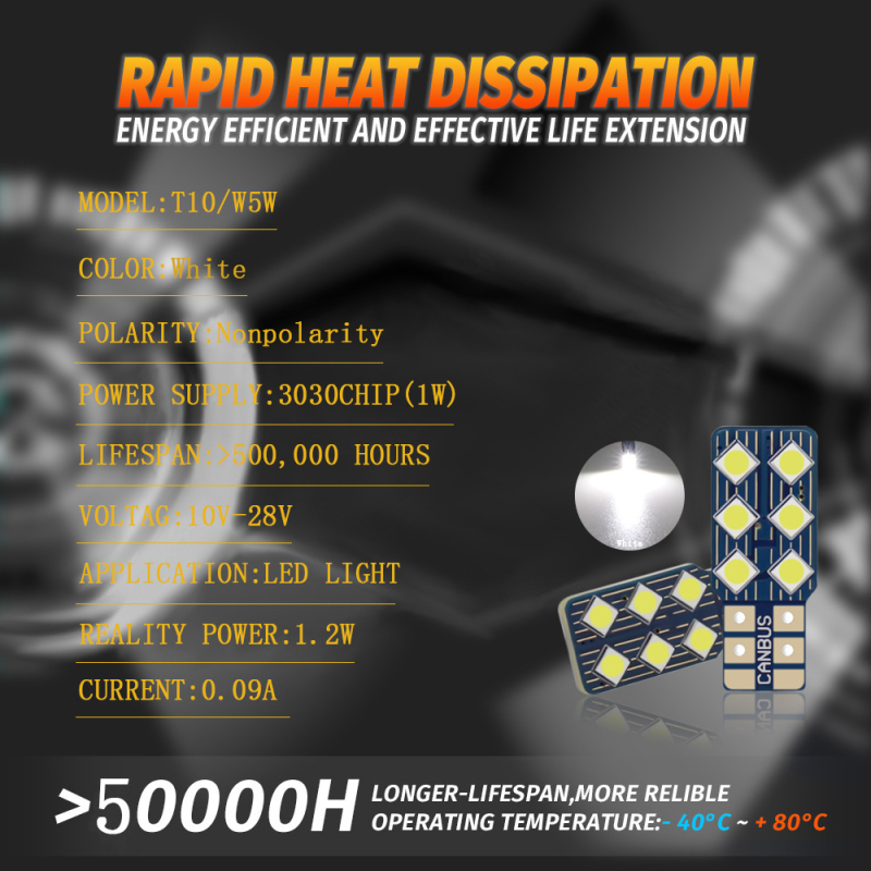LED svjetlo za registarsku pločicu T10 3030 6SMD, 9-28V, 1.2W, vijek trajanja 50 000 h
