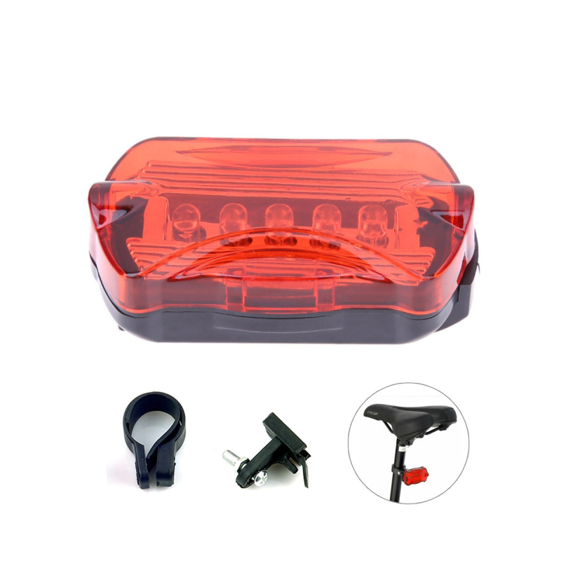 5 LED-es kerékpár hátsó lámpa, villogó üzemmóddal éjszakai tekeréshez MTB-hez; feldolgozás testreszabható és licencelhető magáncímke