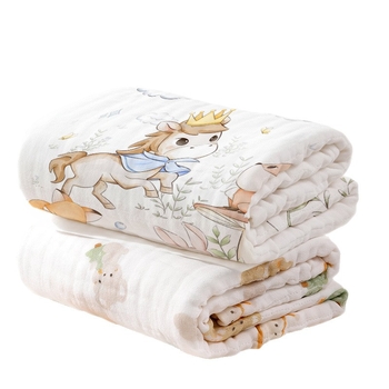 Šesstratni dječji gazeni ručnik za kupanje - 100% pamuk, 10A antibakterijski, brzo sušenje, 300–400 g, za dojenčad i djecu