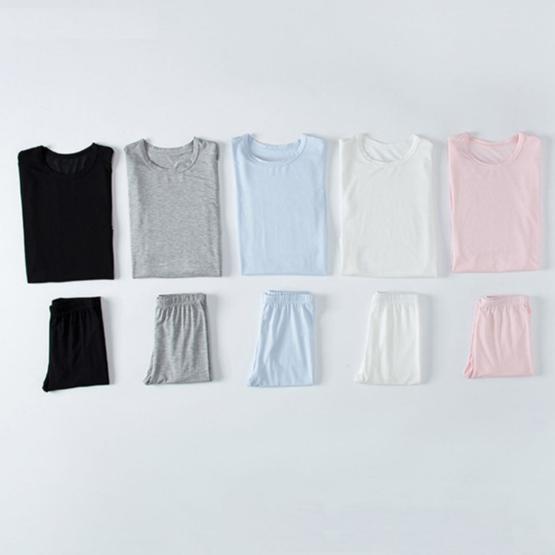 Dječji modalni kućni set – unisex, tanak, mekan, odvlažuje vlagu, jednobojan, 90% modal, dugi rukav i hlače