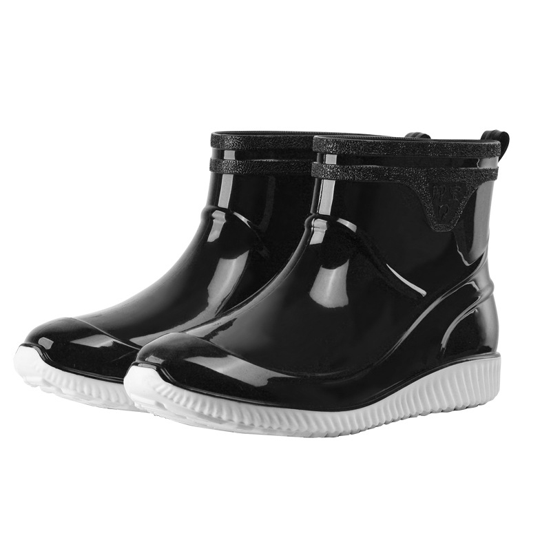Muške kišne čizme od plastike, vodootporne, protuklizne, otporne na habanje, podstavljene umjetnom vunom, kratkog kroja, za sve sezone