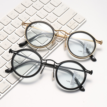 Aimada progresszív olvasó szemüveg fotokróm lencsékkel és kékfény védelemmel, kerek fém keret