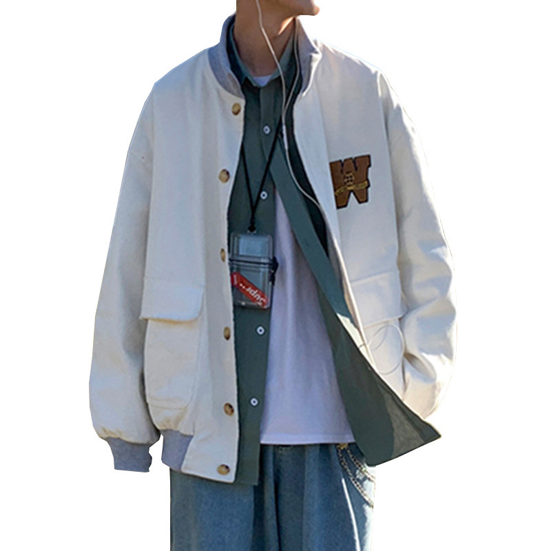 Muška corduroy jakna, korejski stil, širok kroj, stojeći ovratnik, jednostruko kopčanje