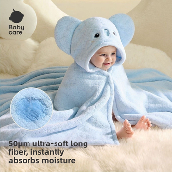 Dječji ručnik za kupanje s kapuljačom, topli flis, poliester, 8-nitno vlakno, 300–400 g, životinjski uzorak