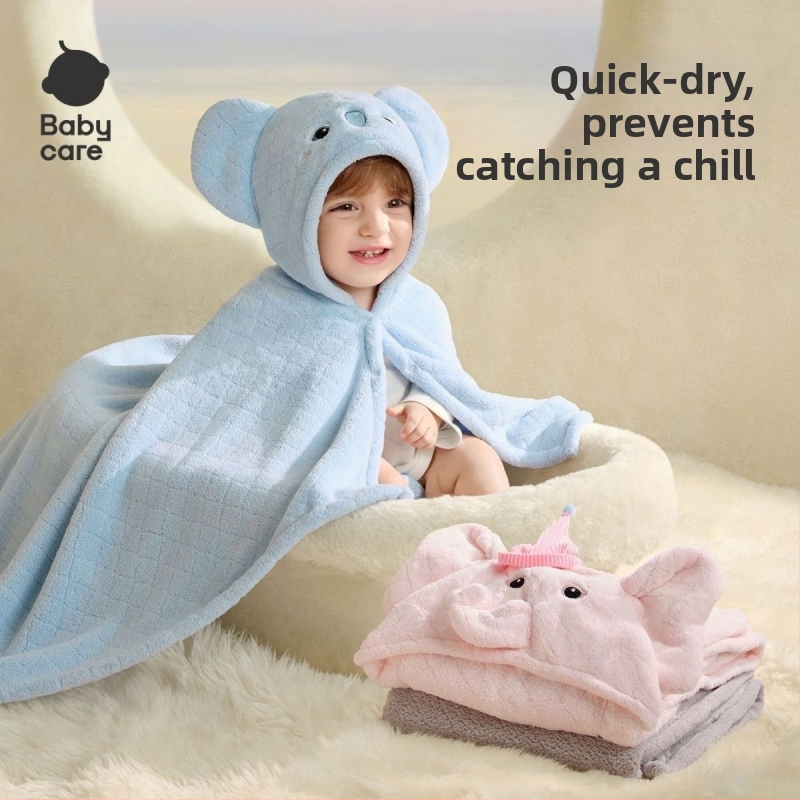 Dječji ručnik za kupanje s kapuljačom, topli flis, poliester, 8-nitno vlakno, 300–400 g, životinjski uzorak