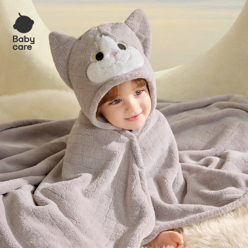 Dječji ručnik za kupanje s kapuljačom, topli flis, poliester, 8-nitno vlakno, 300–400 g, životinjski uzorak