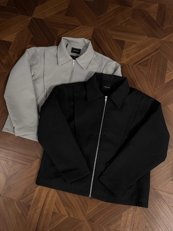 Ανδρικό μπουφάν με φερμουάρ, πέτο γιακά, χαλαρή εφαρμογή, πλαϊνές τσέπες