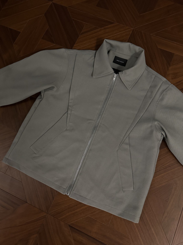 Ανδρικό μπουφάν με φερμουάρ, πέτο γιακά, χαλαρή εφαρμογή, πλαϊνές τσέπες