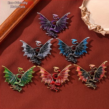 Zománcozott sárkány kitűző, cinkötvözet, vintage stílus, uniszex, multifunkcionális és állítható, 2025 tél