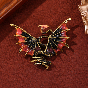 Zománcozott sárkány kitűző, cinkötvözet, vintage stílus, uniszex, multifunkcionális és állítható, 2025 tél