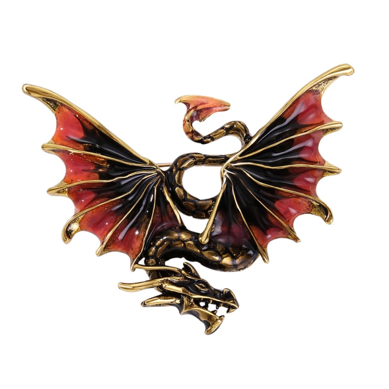 Zománcozott sárkány kitűző, cinkötvözet, vintage stílus, uniszex, multifunkcionális és állítható, 2025 tél