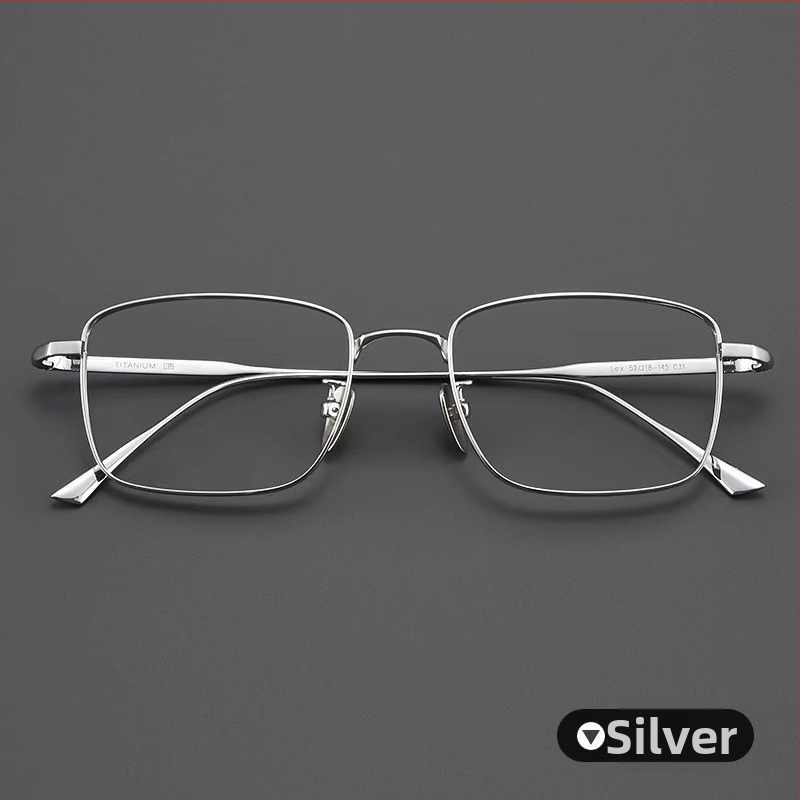 Čítacie okuliare, štvorcový rám, čistý titan, šošovky z živice, proti modrému svetlu a radiácii, pre dospelých
