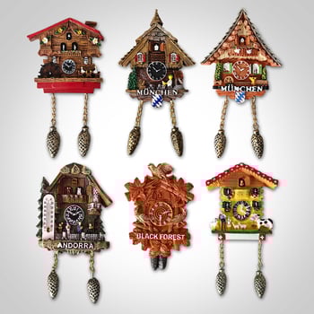 Magnet za hladnjak od smole s Cuckoo Clock – 3D dekorativni suvenir za putovanja, moderni minimalistički stil