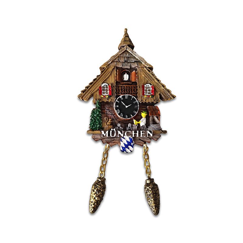 Magnet za hladnjak od smole s Cuckoo Clock – 3D dekorativni suvenir za putovanja, moderni minimalistički stil