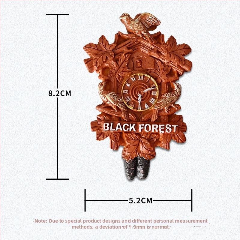Magnet za hladnjak od smole s Cuckoo Clock – 3D dekorativni suvenir za putovanja, moderni minimalistički stil