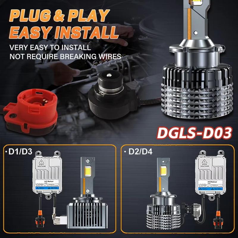 DGLS D03-D4S közvetlen csatlakozású LED autólámpa, 130W, 12V, 13000 lm, IP68 (Bi-Xenon)