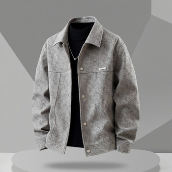 Geacă casual bărbați toamnă 2025, cu guler rever, mâneci lungi, poliester 30%