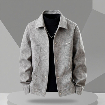 Geacă casual bărbați toamnă 2025, cu guler rever, mâneci lungi, poliester 30%