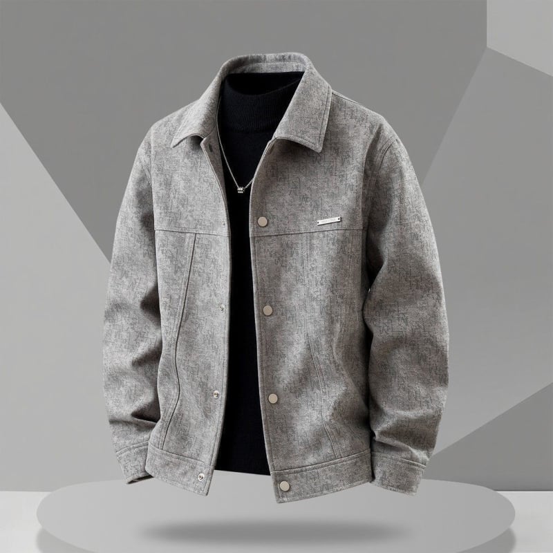 Geacă casual bărbați toamnă 2025, cu guler rever, mâneci lungi, poliester 30%