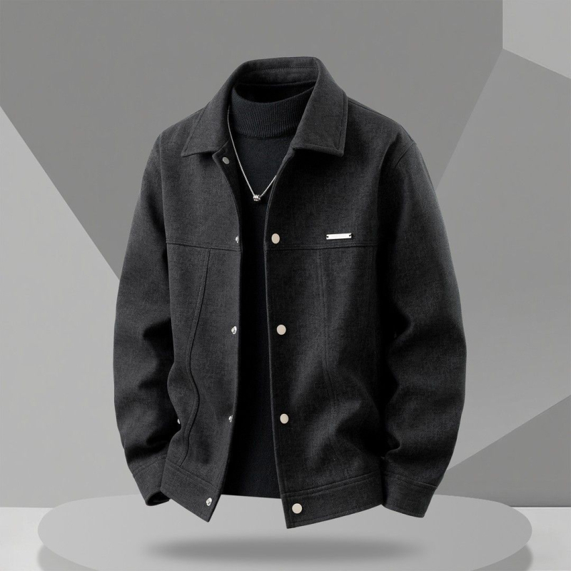 Geacă casual bărbați toamnă 2025, cu guler rever, mâneci lungi, poliester 30%