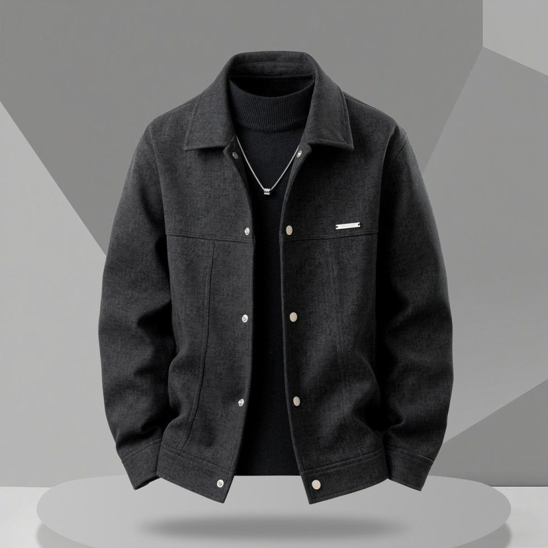 Geacă casual bărbați toamnă 2025, cu guler rever, mâneci lungi, poliester 30%