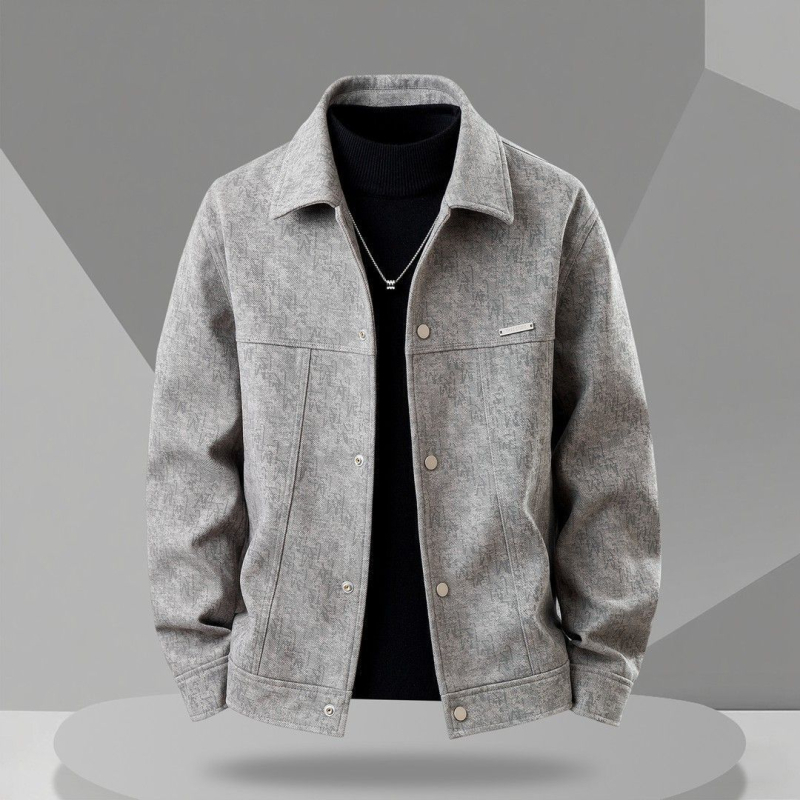 Geacă casual bărbați toamnă 2025, cu guler rever, mâneci lungi, poliester 30%