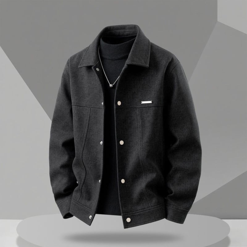 Geacă casual bărbați toamnă 2025, cu guler rever, mâneci lungi, poliester 30%