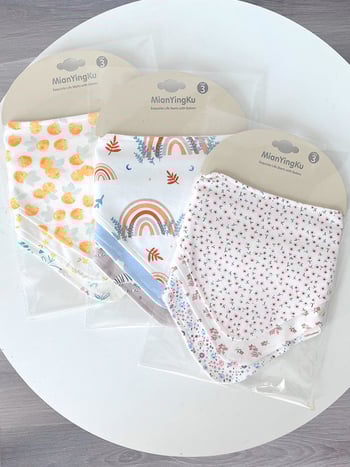 Háromszög alakú babaligab törölköző, dupla rétegű vízálló, 100% pamut (>95%), egyszínű mintázat, 0–3 éves korig, Cotton Baby Library.