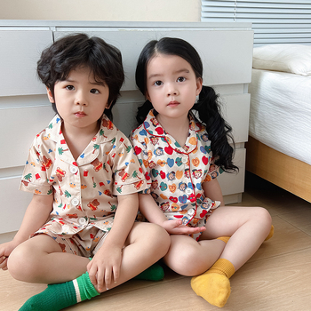 Ljetni dječji pamukasti pidžama set, crtani print, usklađivanje roditelj-dijete, za uzrast 3–8 godina
