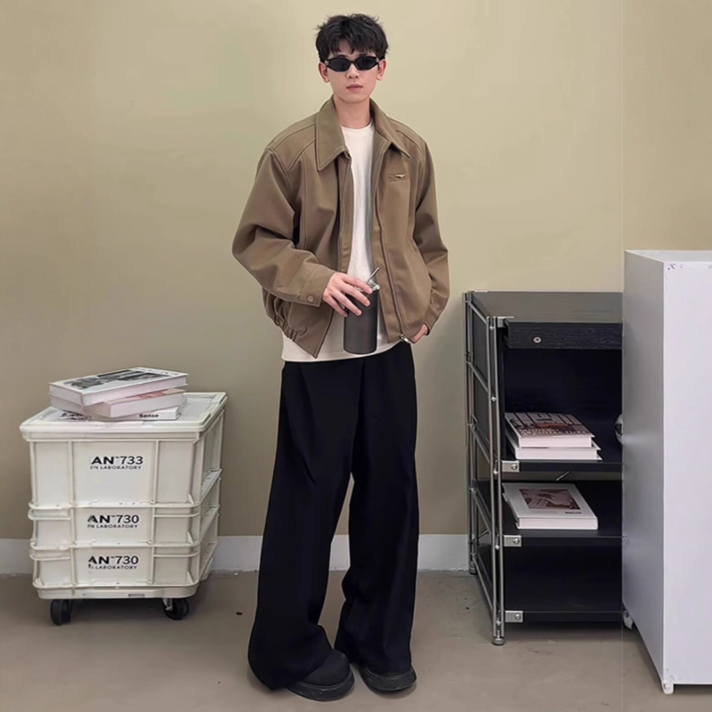 Muška Harrington jakna - jesenji streetwear, prednji zip, rever, opuštena kroj, raglan rukavi, džepovi s patch detaljima
