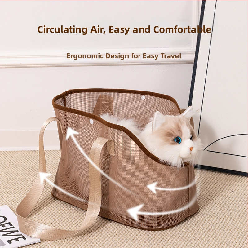 Чанта за домашни любимци през рамо, еднорамен дизайн, дишаща мрежа, Teslin материал, 500 г