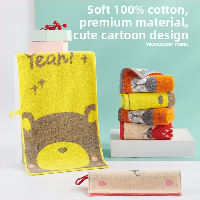 Dječji izvezeni mali ručnik za lice od 100% pamuka, jacquard tkanina, crtić dizajn, težina 50–80 g, Klasa A